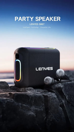 Lenyes Bluetooth 5.3 200W Dual UHF Mic IPX6 Party Speaker S867