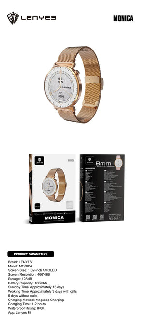 Lenyes 1.32-Inch AMOLED Ultra-Thin IP68 Smart Watch Monica