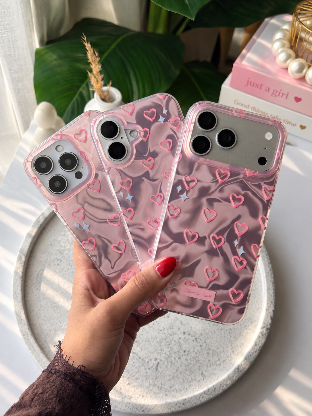 Water Ripple Holographic Hearts iPhone case