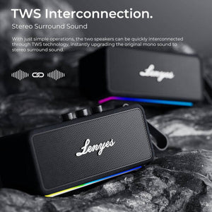 Lenyes Bluetooth 5.3 60W RGB IPX6 Portable Speaker S876