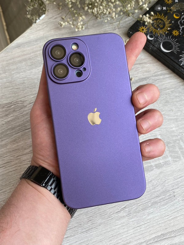 Glass Matte iPhone Case With Protective Lens Purple