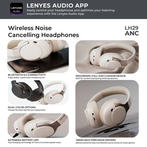 Lenyes Bluetooth 5.3 ANC HiFi 30H App-Control Headphones LH29