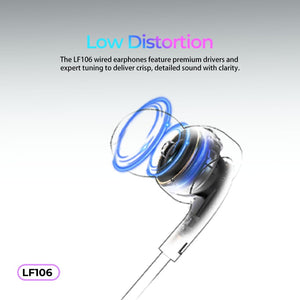 Lenyes 3.5mm AUX 14mm HiFi Mic Wired Earphones LF106