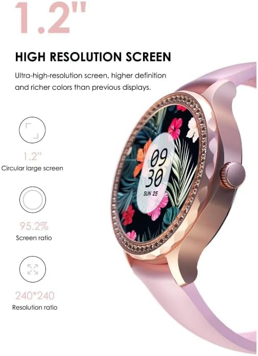 Lenyes 1.2-Inch Women Health Bluetooth Calling IP67 Smart Watch LW-244