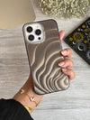 Black Glittery Waves Holographic iPhone Case