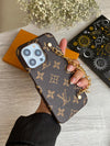 LV Leather iPhone Case With Gold Chain