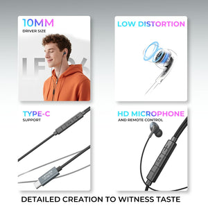 Lenyes 3.5mm AUX 14mm HiFi Mic Wired Earphones LF106