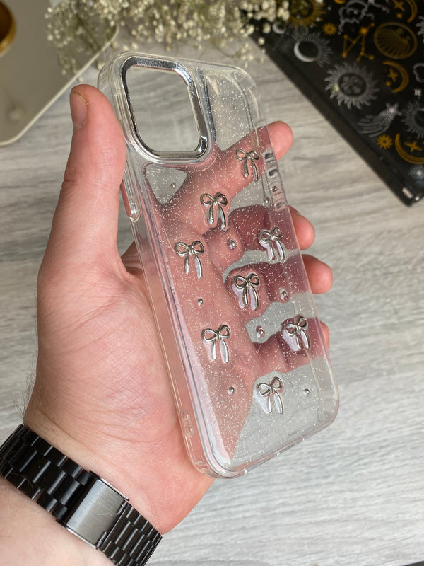 Transparent Glittery Ribbon iPhone Case