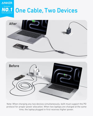Anker 2-in-1 USB-C to USB-C Cable (4 ft, 140W)