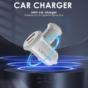 Lenyes 48W PD QC3.0 Dual-Port Mini Car Charger CA53