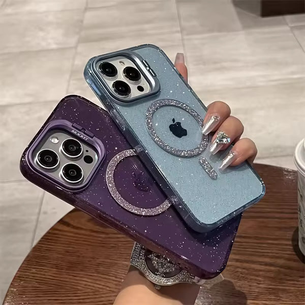 Glittery Magsafe with Camera Stand iPhone Case