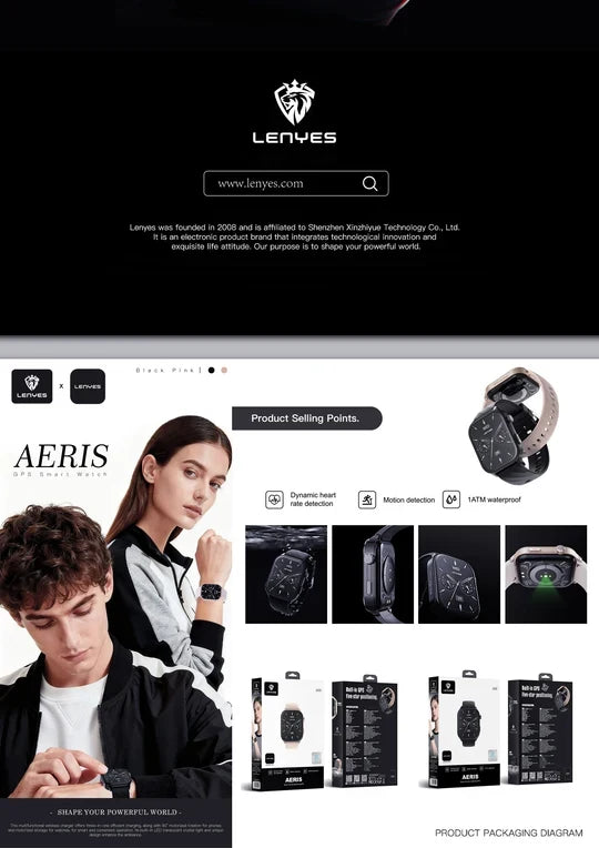 Lenyes 2.01-Inch GPS Bluetooth Calling 1ATM Smart Watch Aeris