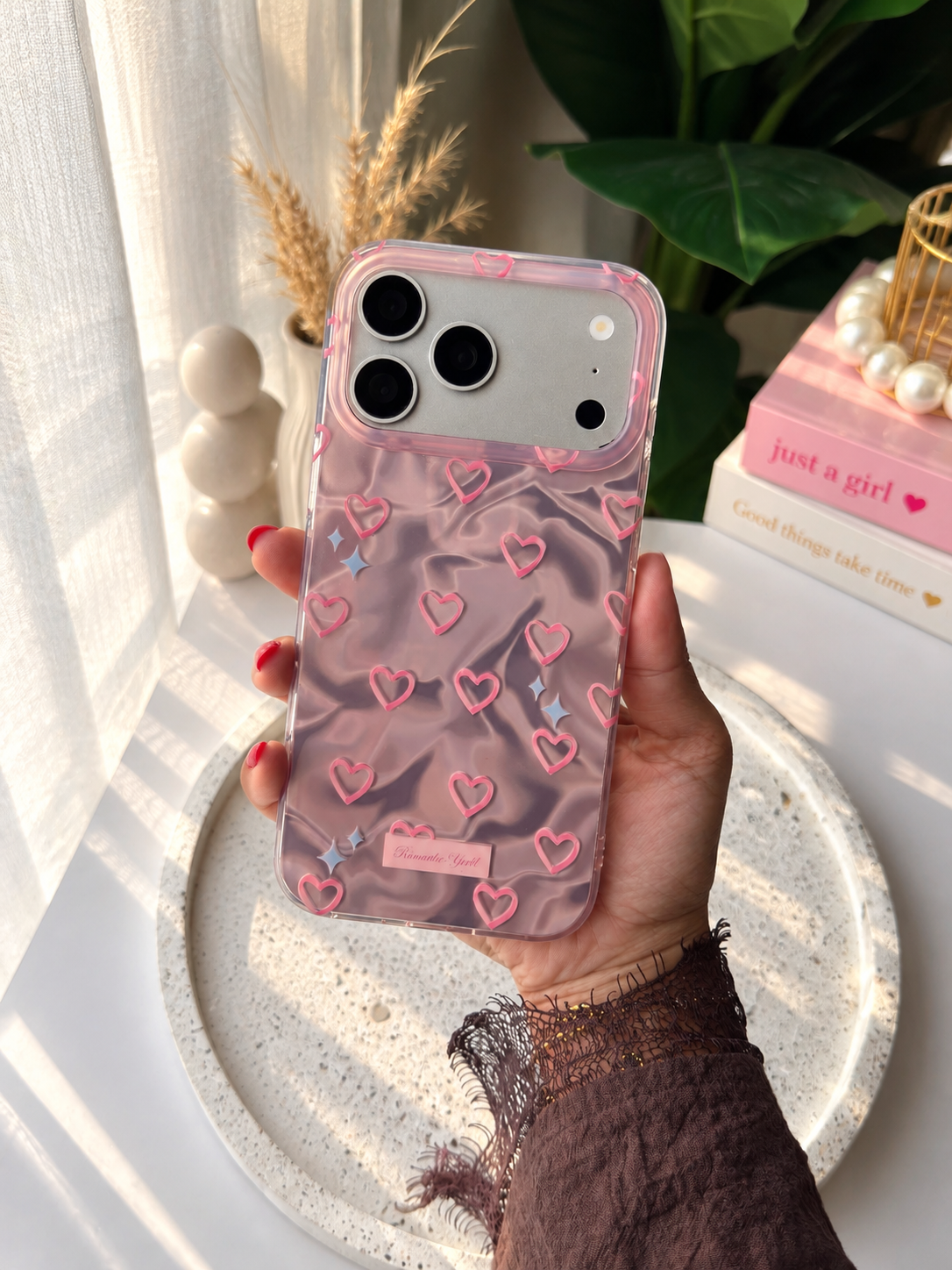 Water Ripple Holographic Hearts iPhone case