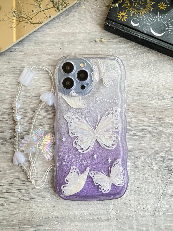 Butterfly Glittery Sheet With Chain iPhone Case