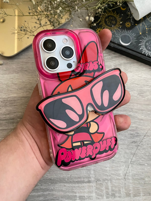 PowerPuff Girls iPhone Case With Sunglasses Popsocket