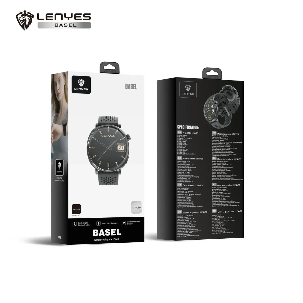 Lenyes AMOLED Bluetooth Calling IP68 Smart Watch Basel