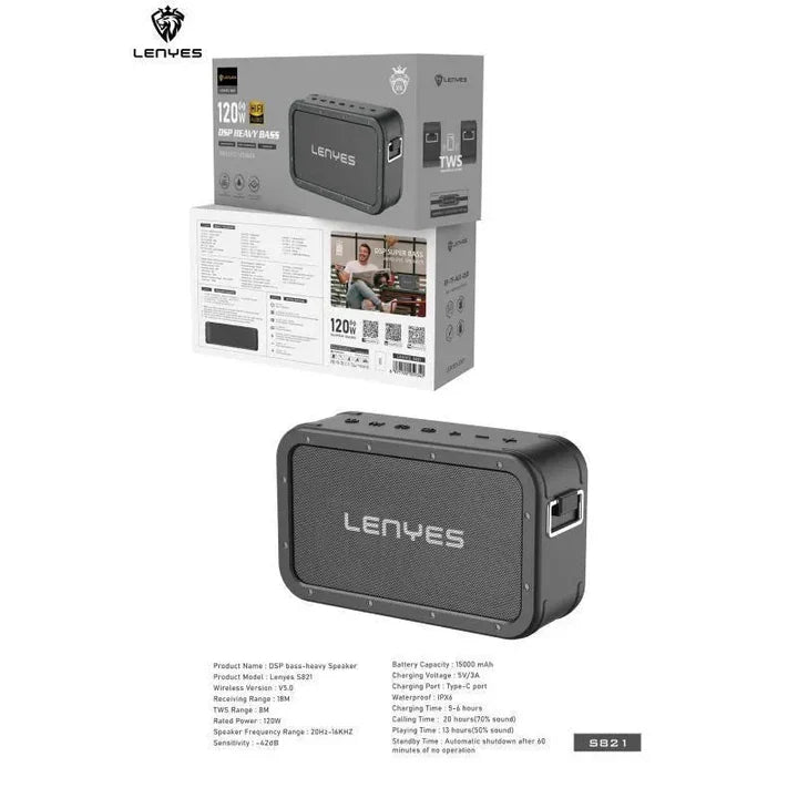 Lenyes Bluetooth 5.0 120W 15000mAh IPX6 Outdoor Speaker S821