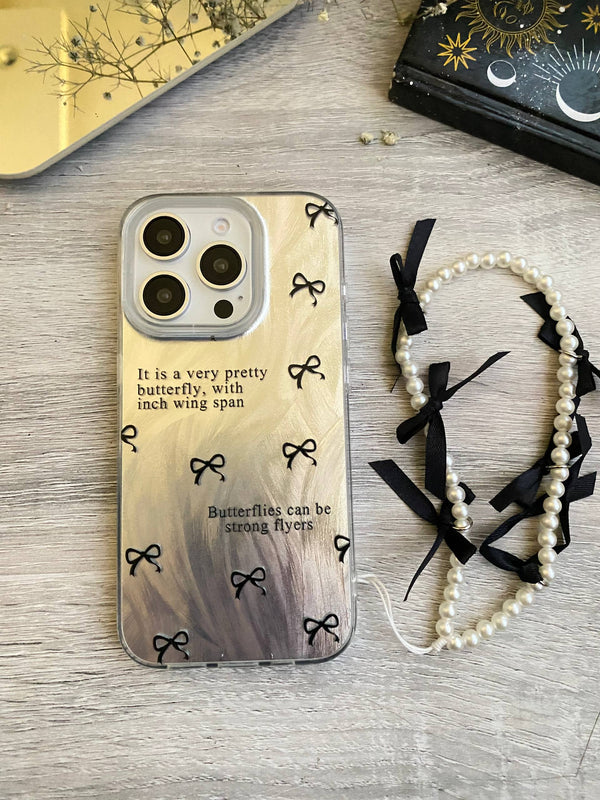 Black Bow iPhone Case With Chain