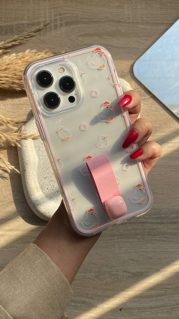 Transparent Playful Colored Frame with Chic Hand Grip iPhone Case