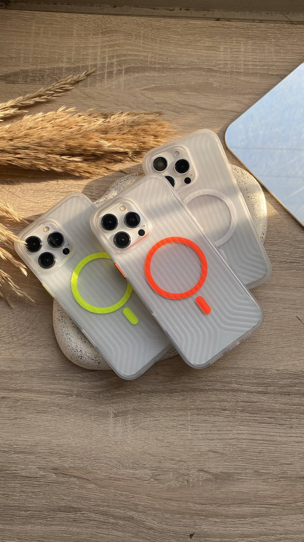 Clear Patterned Colored Magnetic Circle iPhone Case