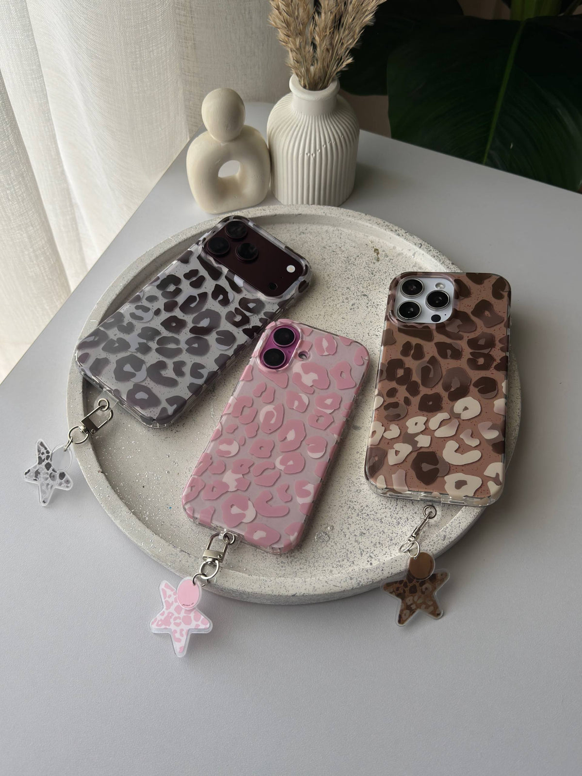 Colored Leopard iPhone case With Chain
