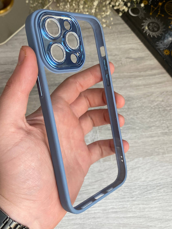 Transparent iPhone Case With Glittery Lens Camera Protector