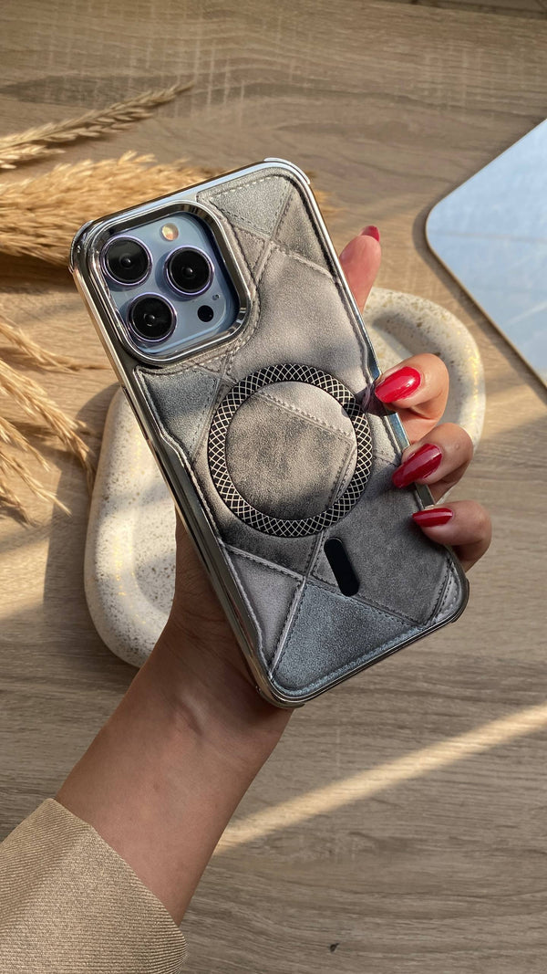 Luxury Quilted Leather MagSafe iPhone Case – Elegant Magnetic Protection