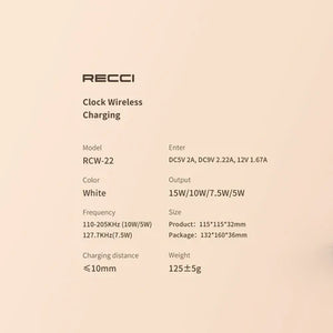 Recci RCW-22 Wireless Charger with Digital Clock & Alarm