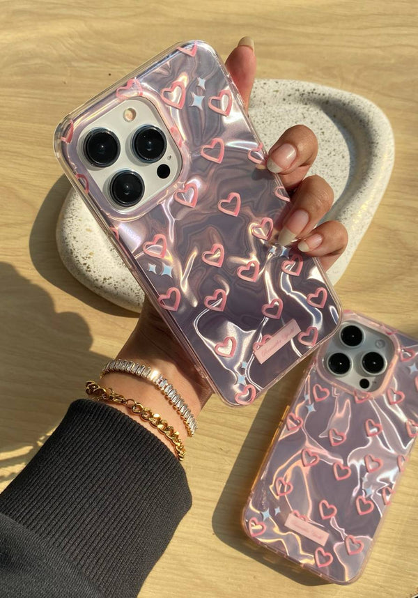 Water Ripple Holographic Hearts iPhone case